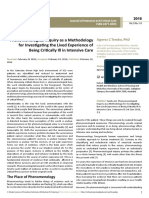 Phenomenological Inquiry As A Methodology For Investigating The Lived Experience of Being Critically Ill in Intensive Care PDF