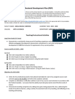 Professional Development Plan (PDP) : Teaching/Instructional Activities