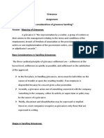 Grievance Assignment Q1. What Are The Basic Considerations of Grievance Handling? Answer: Meaning of Grievance