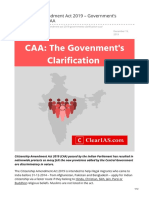 Citizenship Amendment Act 2019 Governments Clarification On CAA