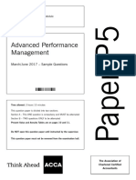 Advanced Performance Management: March/June 2017 - Sample Questions