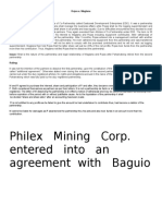 Philex Mining Corp. Entered Into An Agreement With Baguio