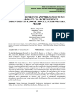 Households' Preferences and Willingness To Pay For Solid Waste Collection Services Improvement in Kano Metropolis, North-Western, Nigeria