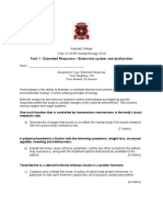 Task 1 - Extended Response - Endocrine System and Dysfunction 2019