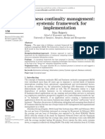 Business Continuity Management: A Systemic Framework For Implementation