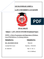 Dr. Ram Manohar Lohiya National Law University Lucknow: Final Draft Subject:-LAW AND ECONOMICS (Optional Paper)