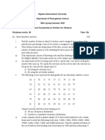 Final Term Exam Paper of Statistics For Business 2020