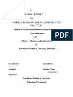 A Dissertation Report ON "Employee Recruitment and Selection Practice"