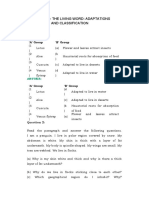 Adaptationa and Classifications