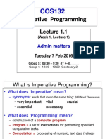 Imperative Programming: Admin Matters