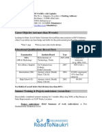 Sample RESUME For Fresher