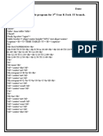 Week1 (A) : Date: Aim: Write A Timetable Program For 3 Year B.Tech IT Branch. Sourcecode