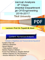 Numerical Analysis 4 Class Environmental Department College of Engineering 2016-2017