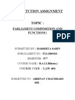 Constitution Assignment: Parliament Composition and Functions !