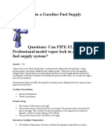 Vapor Lock in A Gasoline Fuel Supply System