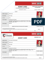 Admit Card: (To Be Produced at The Me of Online Test)