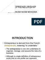 Entrepreneurship: Dr. Fonkam Nkam Mongwa