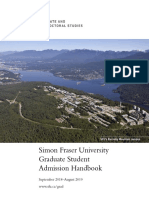 Simon Fraser University Graduate Student Admission Handbook: September 2018-August 2019 WWW - Sfu.ca/grad