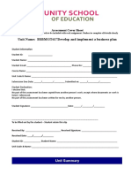 Unit Name: BSBMGT617Develop and Implement A Business Plan: Assessment Cover Sheet