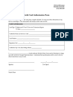 Credit Card Authorization Form: Thomas A. Keeler