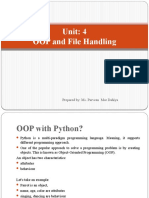 Unit: 4 OOP and File Handling: Prepared By: Ms. Parveen Mor Dahiya