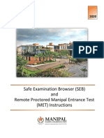 Safe Examination Browser (SEB) and Remote Proctored Manipal Entrance Test (MET) Instructions