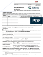 Claim For Lost, Stolen, or Destroyed United States Savings Bonds