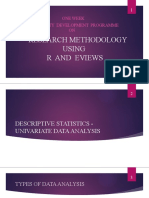 Research Methodology Using R and Eviews: One Week Faculty Development Programme ON