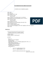 To Write A C Program To Find The Roots of A Quadratic Equation