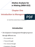 Quantitative Analysis For Decision Making (MBA 652) : Chapter One Introduction To Management Science