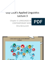 Guy Cook's Applied Linguistics: Chapter 3: Languages in The Contemporary World Dina Bensureiti