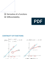 Outlines:: Continuity Derivative of A Functions Differentiability