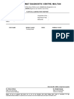 Al-Khidmat Diagnostic Centre, Multan: Clinical Laboratory Report