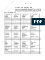 Personality Temperament Test: Section 1 Section-2 Section-3 Section-4