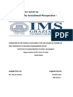 Gold-As Investment Perspective: Dissertation Project Report On " "