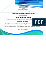 Certificate: Lovely Mae S. Oria