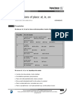 Prepositions of Place - At, In, On