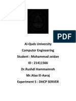 Al-Quds University Computer Engineering Student: Mohammad Zeidan ID: 21411566 DR - Rushdi Hammamreh MR - Alaa El-Aaraj Experiment 5: DHCP SERVER