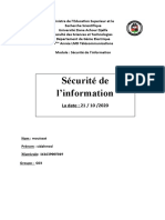 Sécurité de L'information: La Date: 21 / 10 /2020