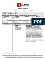 Rebar Installation: Job Safety Analysis