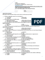 First Quarter Examination Introduction To The Philosophy of The Human Person