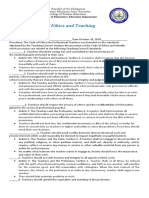 Activity 11 Code of Ethics and Teaching Standards Relationship