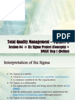 Total Quality Management - TQMB19-5: Session 04 Six Sigma Project (Concepts) + DMAIC Step 1 (Define)