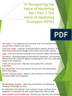 Lesson 10 Recognizing The Importance of Marketing Mix I Part 2 The Development of Marketing Strategies NOTES