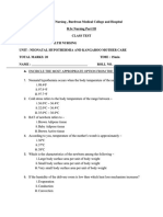 B.SC Nursing Part III Class Test Subject: Child Health Nursing Unit: Neonatal Hypothermia and Kangaroo Mother Care