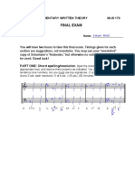 Final Exam: Theory I-Elementary Written Theory MUS 173