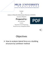 Prepared By:: On Analysis of Statically Indeterminate Structures-I (CE-803) (Lesson-8, Week-8)