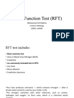 Renal Function Test (RFT) : Muhammad Asif Shaheen Lecturer Pathology Kemu, Lahore