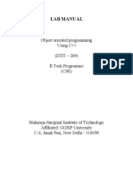 Lab Manual: Object Oriented Programming Using C++ (ETIT - 209) B.Tech Programme (CSE)