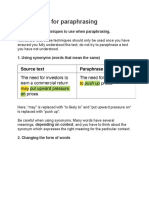 Techniques For Paraphrasing